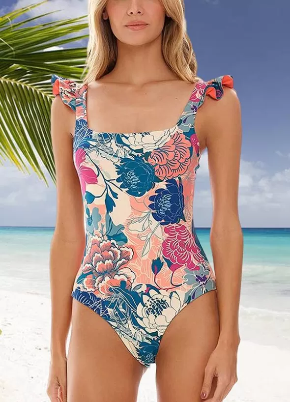 One-piece printed full-body bikini one-piece swimsuit