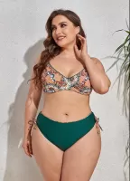 Two-piece Large size Floral Print Tankini Swimsuits for Women With Bikini Bottoms