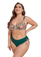 Two-piece Large size Floral Print Tankini Swimsuits for Women With Bikini Bottoms